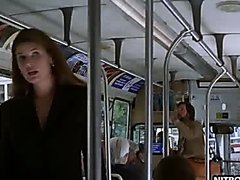 Stefanie Von Pfetten Flashes Her Big Round Jugs On a Bus - Movie Scene