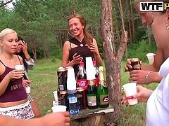 Warning! Bunch of horny and naughty babes are in the outdoor orgy