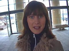 Mona the pretty babe blows a dick and gets facialed