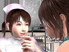 3D hentai lesbians fuck a giant penis
