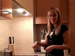 Beautiful porn model Blue Angel is cooking paste