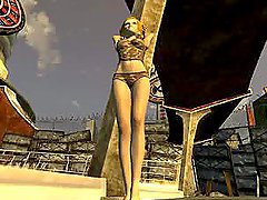 3D girls set free one of their GFs who is tied up to a column
