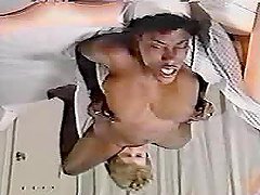 Hot ebony nurse gets her vag licked and drilled doggy style