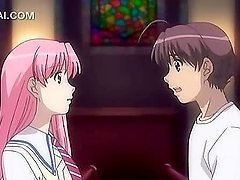 Anime sweet girl showing her dick sucking skills