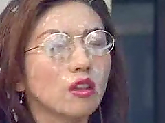 Kinky Japanese office chick gets fucked and covered with cum