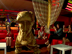 Smoking hot chicks are having fun with the male strippers at the party