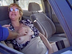 Pauline the old bitch gets fucked rough in a car
