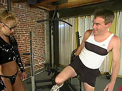 Janay chockes Wild Bill and makes him ride a fucking machine