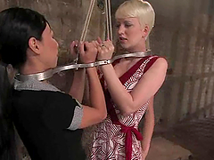 Two chicks gets tide up and toyed by their mistress