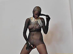Horny Samantha gets nylon all over her sexy body