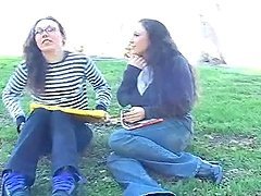 Busty college babes Jewell and Sin get naked and have fun