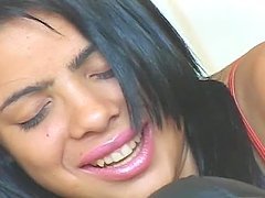Funny looking fellow fucking his Latina whore like mad